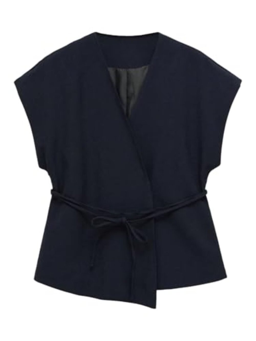 Elegant Wrap Tie Vest Jacket Blazer for Women Business Casual Office Wear